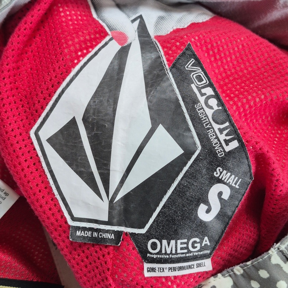 Volcom Gore-Tex Snow Pants Womens Small Quartz Cargo Omega Recco Geometric Print View 4